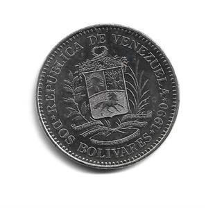World Coins - Venezuela 2 Bolivares 1990 Coin Y# 43a.1 ; Lot-V5 - Picture 1 of 3