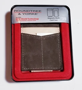 Billetera de cuero/gamuza para hombre Roundtree y Yorke protegida RFID marrón/bronceado - Imagen 1 de 5
