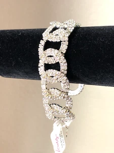 Pulsera de glaseado diamantes de imitación círculos entrelazados de 7 pulgadas a 7,5 pulgadas - Nueva con etiquetas - Imagen 1 de 10