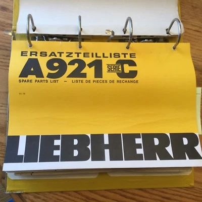 Liebherr A921C PARTS BOOK LIST OPERATION & MAINTENANCE MANUAL WHEELED EXCAVATOR - Image 1 of 4