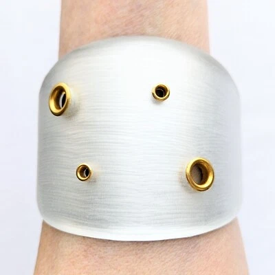 Alexis Bittar Bangle Cuff Bracelet Modernist Style Carved Resin Jewelry 6.5 in - Image 1 of 4