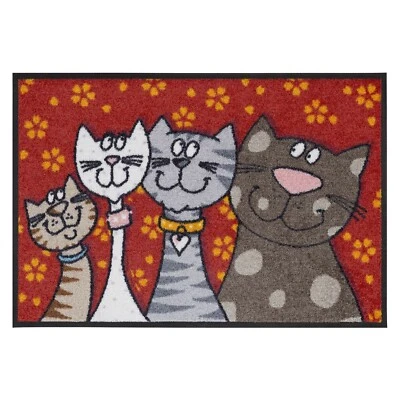 Salonloewe Fußmatte waschbar Katzenfamilie 50x75 cm Sauberlaufmatte - Bild 1 von 4
