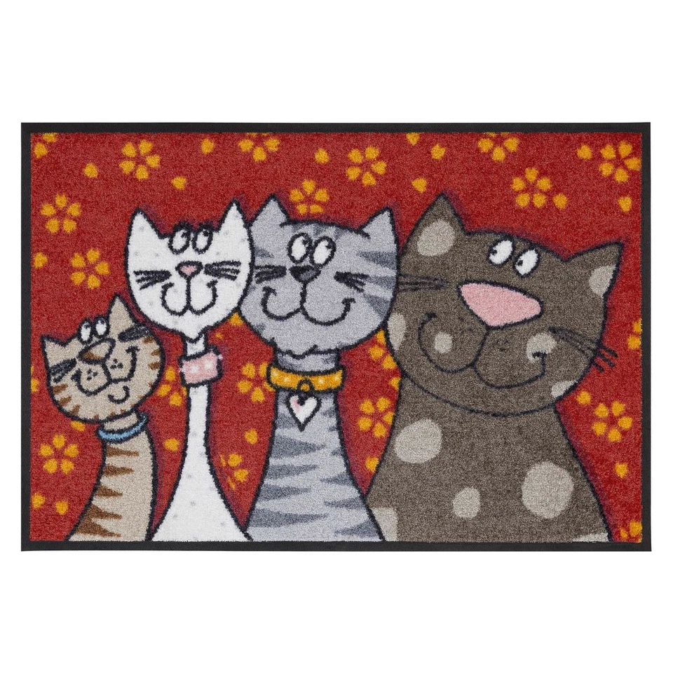 Salonloewe Fußmatte Waschbar Katzenfamilie 50x75 Sld0109-050x075