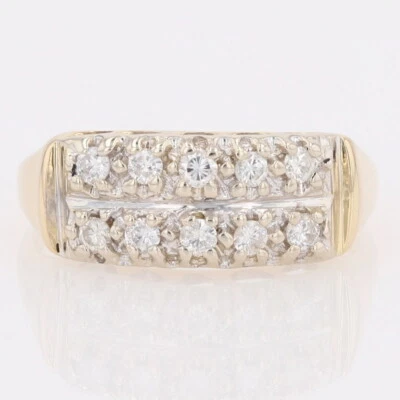 Conjunto de anillo de alianza de boda de oro multicolor de 14 k con puntas de diamantes de corte redondo de 0,33 quilates talla 6 Foto 1 de 4