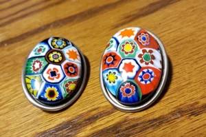 Vintage Millefiori Ohrclips Schmuck Valentinstag Ostern Geschenk - Bild 1 von 4