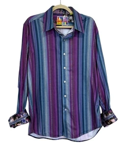 Robert Graham Langarm Hemd gestreift Knopfleiste Tailored Fit lila Gr. XL - Bild 1 von 7