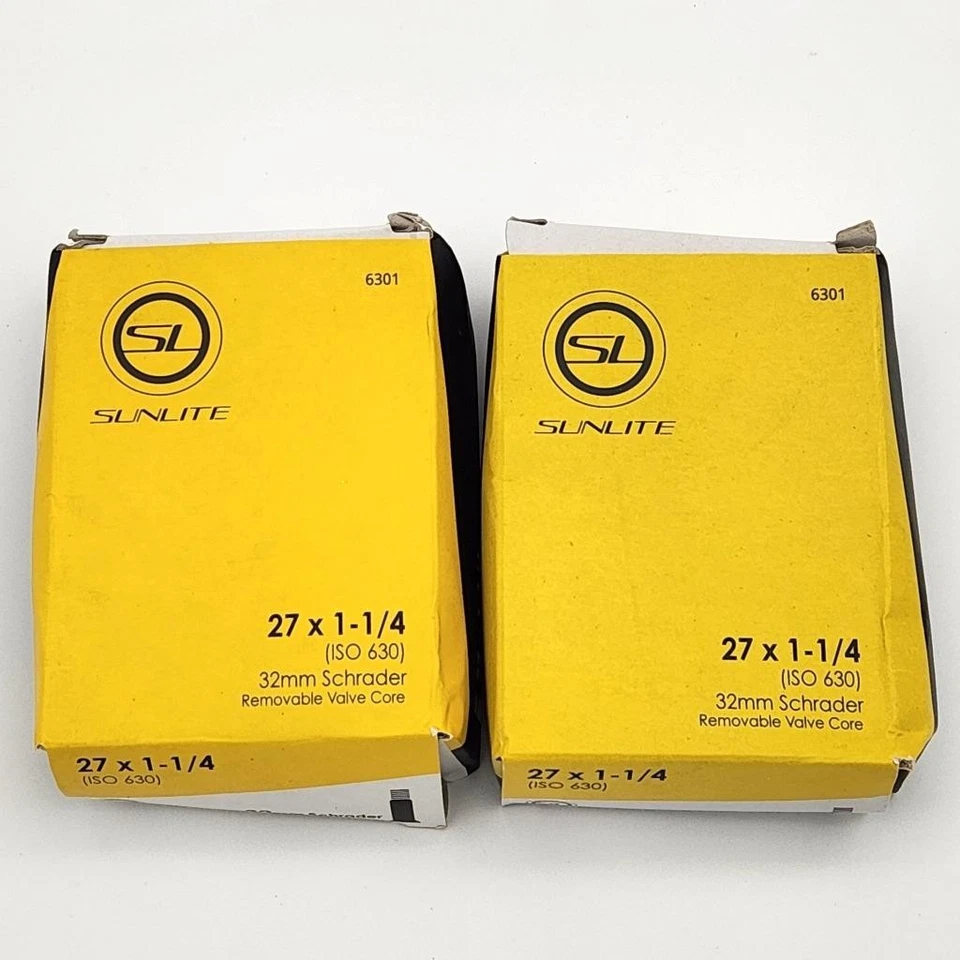 Tubos de bicicleta Sunlite 27x1-1/4" válvula Schrader 32 mm - paquete de 2 PAQUETE ABIERTO Foto 1 de 1