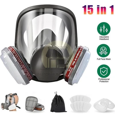 Full Face Gas Mask Painting Spraying Respirator w/Filters Set for 6800 Facepiece - Image 1 of 4