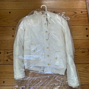 Juicy Couture Pam Gela Daunen gefütterte Jacke Mantel weiß Damen Medium - Bild 1 von 8