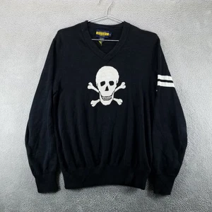 Suéter Ralph Lauren Rugby Para Hombres S Negro Cuello en V Calavera Tejido Manga Larga Y2K - Imagen 1 de 7