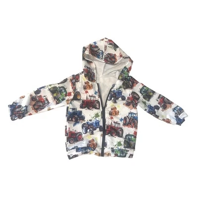 Sudadera con capucha y cremallera colorida con estampado de tractor para niños 3T Foto 1 de 2