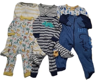 6PC Baby Boys 6-9 Months Long Sleeve One-piece Feet Sleepers Lot - Image 1 of 4