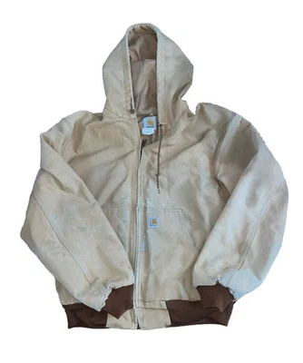 Vintage Carhartt J131 BRN Large Hooded Jacket Thermal Lined Distressed - Image 1 of 4