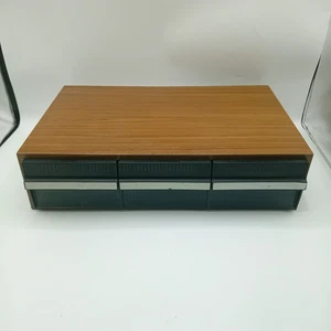 Vintage Faux Wood Cassette Tape Storage Box Drawers Holds 36 Tapes - Picture 1 of 6