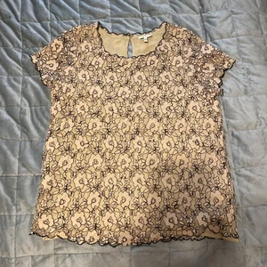 Joie Damen Karriere schwarz beige Blumen Pace und Verla’s gefüttert Flügelärmel Medium - Bild 1 von 5