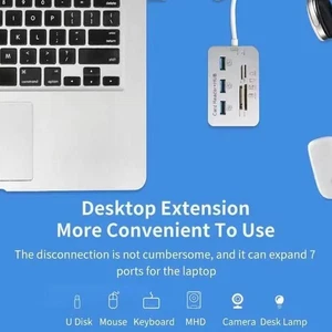 2 in 1 USB 3.0 HUB Card Reader Combo TF Memory Card I5I0 W8T5 Reader I1O3 - Afbeelding 1 van 15