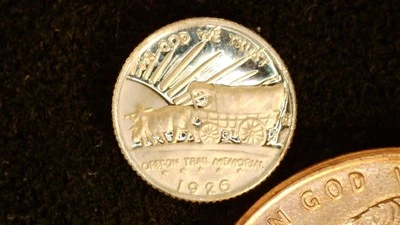 MINIATURE COIN 1926 COMMEMORATIVE HALF OREGON TRAIL PROOF LIKE STERLING SILVER - Image 1 of 2