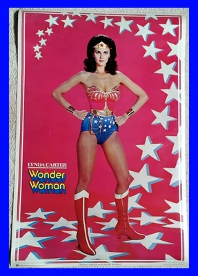 Póster original 1977 Lynda Carter como Wonder Woman 23" x 35" DC Comics genuino Foto 1 de 4