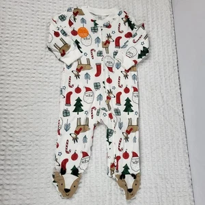 Carters Just One You Christmas Reindeer One Piece Sleeper With Reindeer Hat 6 Mo - Picture 1 of 5