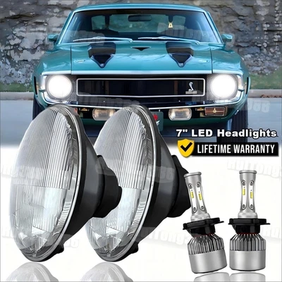 Faros redondos LED DRL haz alto/bajo para Plymouth Barracuda Cuda Duster 340 7" EE. UU. Foto 1 de 4