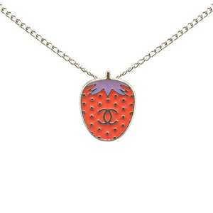 CHANEL COCO Mark Strawberry motif Necklace Women 【Used】 - Picture 1 of 4