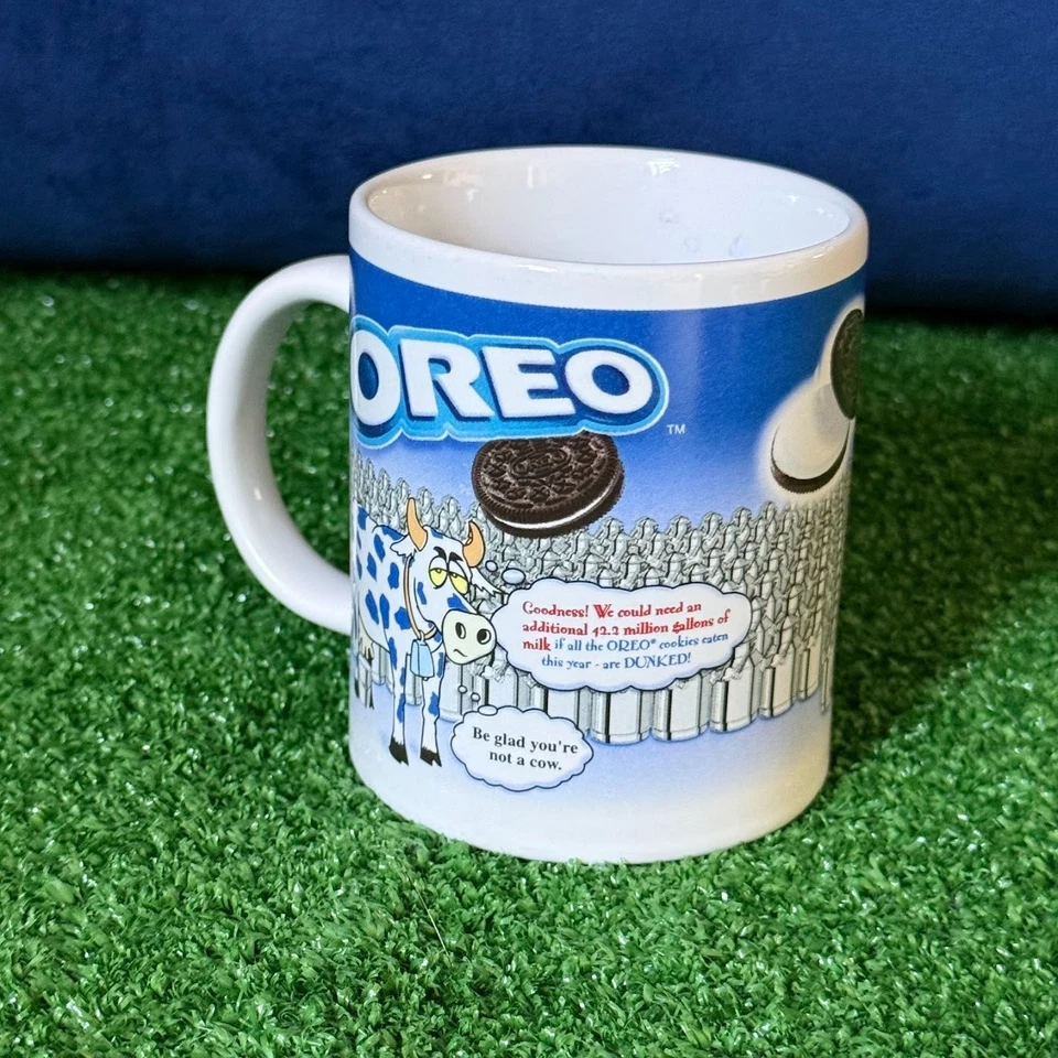 Taza de café coleccionable vintage Nabisco Oreo Cookie "Be Glad You're Not A Cow" Foto 1 de 4