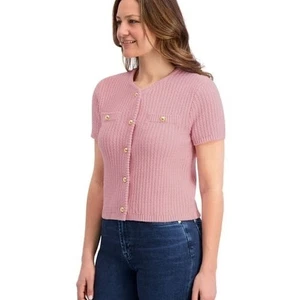 Neu mit Etikett French Connection Damenpullover Strickjacke Größe Small rosa - Bild 1 von 8