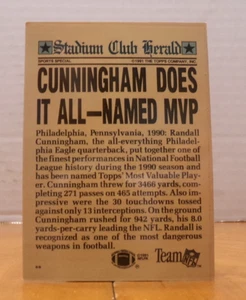 FUSSBALLKARTE TOPPS STADIUM CLUB HERALD RANDALL CUNNINGHAM MACHT ALLES BENANNT MVP - Bild 1 von 2