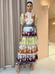 Vestido camisero Alemais Marlow talla AU 12 / US 8 volantes midi con lazo en la cintura - Imagen 1 de 11
