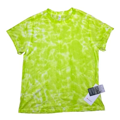 Lululemon All Yours Cotton T-Shirt Marmoleado Tie Dye Eccentric Lime Size 4 - Image 1 of 4