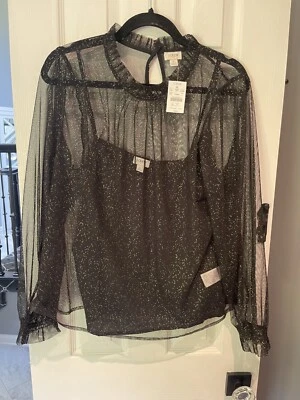 Blusa transparente para mujer J Crew con detalle de manchas doradas y camisola talla L nueva con etiquetas Foto 1 de 4