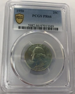 1950 Washington Proof Quarter ~ PR66 PCGS ~ Gold Shield Label ~ 25C - Picture 1 of 6