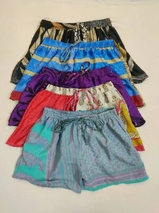 3 Pcs Womens Silk Shorts Elastic Waist Boho Silk Nightwear Shorts Summer Shorts - Picture 1 of 12