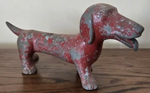 OLD VTG ANTIQUE RED DOG CAST METAL BEER & PRETZELS ADVERTISING SIGN HOLDER - Picture 1 of 9