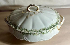 Haviland Limoges France Schleiger 171 grüne Schnörkel rund bedeckt Gemüseschale - Bild 1 von 2