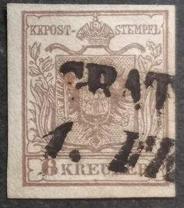c.1850 Austria 6Kr brown Arms Imperf stamp Gratz? Cds - Picture 1 of 2