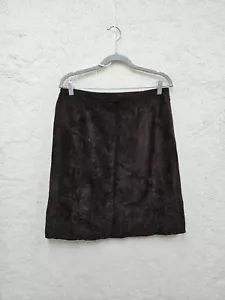 INC International Concept Women Skirt 12P Brown 100%Polyester Aline Leather Mini - Picture 1 of 17