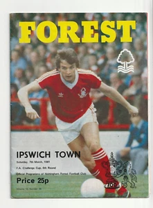 Nottingham Forest v Ipswich Town 1980/81 FA Cup 6th Round - Picture 1 of 1