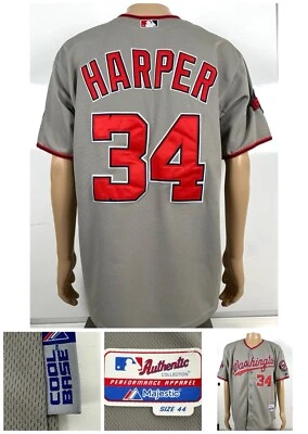 Washington Nationals Bryce Harper VTG Gray Jersey Men’s Sz 44 Cool Base Majestic - Image 1 of 4