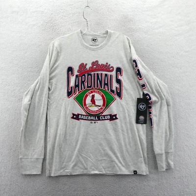 St Louis Cardinals Shirt Mens Medium Gray '47 Brand Long Sleeve Baseball Tee New - Image 1 of 4