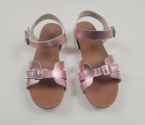 NINA Metallic Pink Strap Closure Sandals Big Kid Girls Size 5 M - Good Condition - Picture 1 of 5