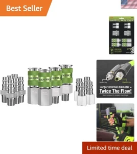 Aluminum High Flow Coupler & Plug Kit, 14-Piece, 1/4" NPT – Twice the Air Power! - Picture 1 of 6
