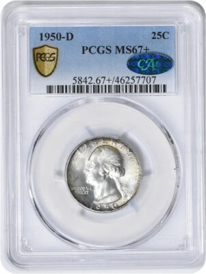 1950-D Washington Silver Quarter MS67+ PCGS (CAC) - Image 1 of 4