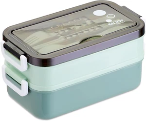 Bento Lunch Box,Japanese-Style Large Capacity Double Layer Stacking,Microwave Ca - Picture 1 of 7