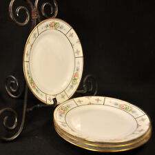 Nippon M-in-Wreath Set of 4 Dessert Plates Hand Painted Flowers w/Gold 1911-1918