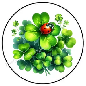 ST PATRICKS DAY SHAMROCK LADBYBUG ENVELOPE SEALS LABELS STICKERS PARTY FAVORS - Picture 1 of 2