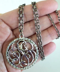 Vintage signierter Stern Monogramm silberfarben Anhänger Halskette 24" Federring - Bild 1 von 6