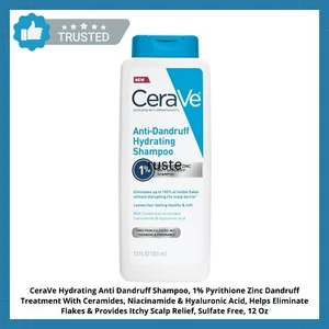 CeraVe Anti-Dandruff Shampoo 12oz – 1% Zinc, Hydrating, Itchy Scalp Relief - Picture 1 of 12