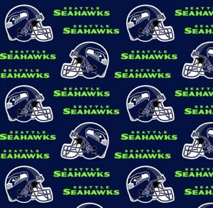3/4 Yard NFL Seattle Seahawks Logo Navy Blue Cotton Fabric 6402-D - Picture 1 of 2