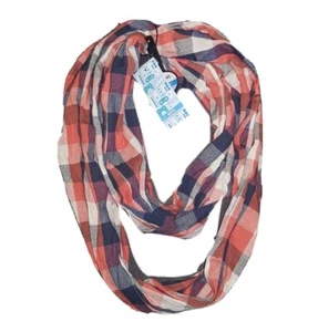 Boys Infinity Scarf Orange Check Wraparound M&S Large Cotton One Size Teens - Picture 1 of 4